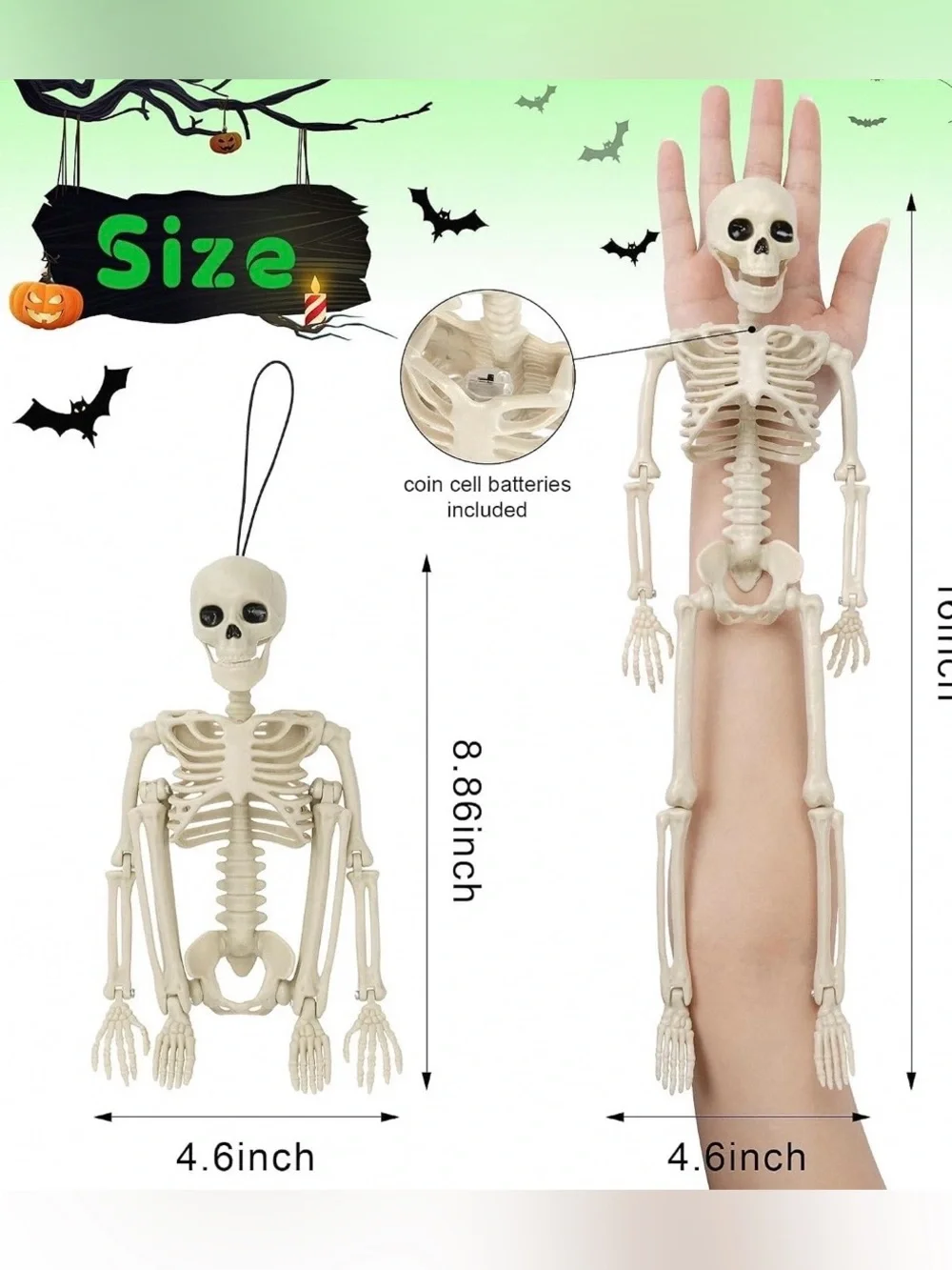 Glowing Skeletons! 5 in pack Scary light up Halloween Party Festive Decorations